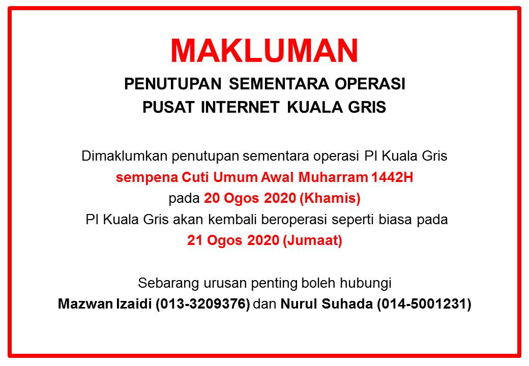 notis cuti awal muharram 1442