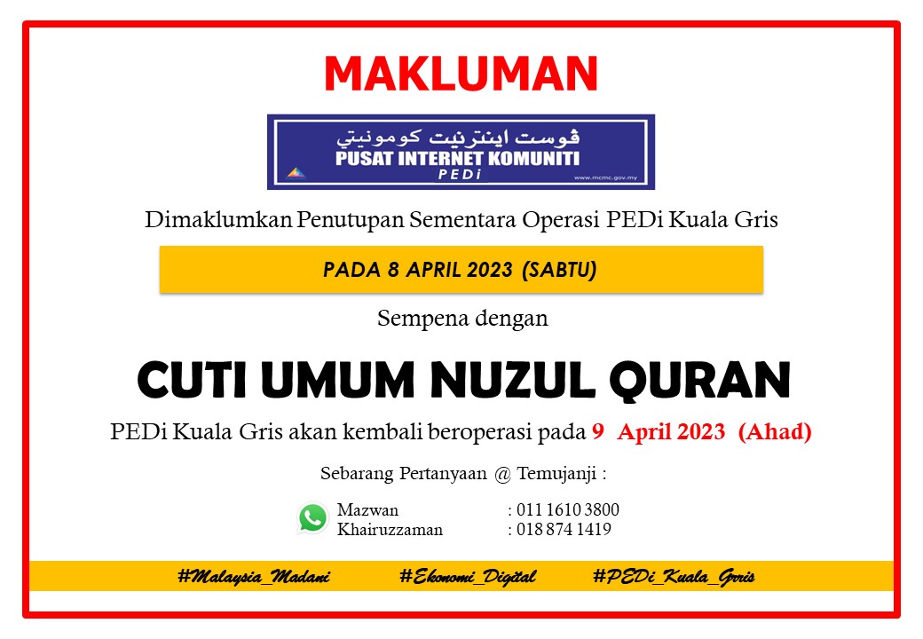 notis cuti nuzul quran